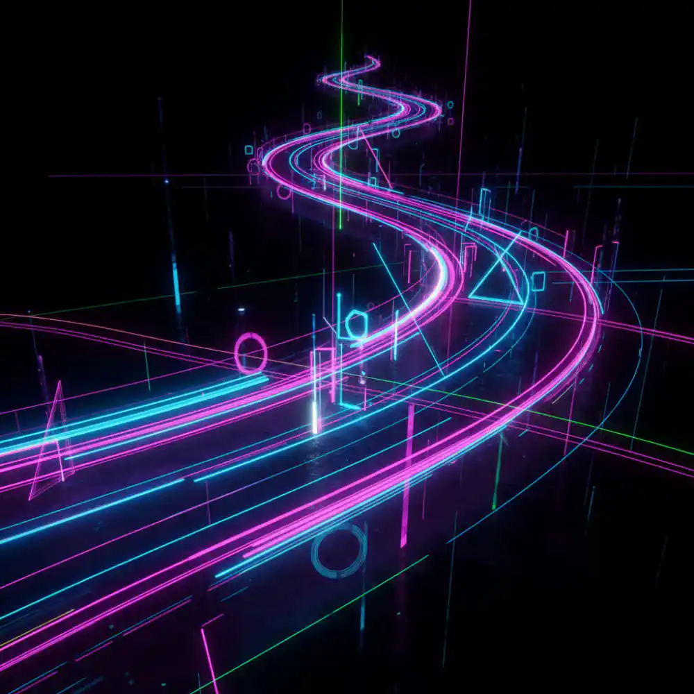 Neon abstract cover art for Midnight Drive